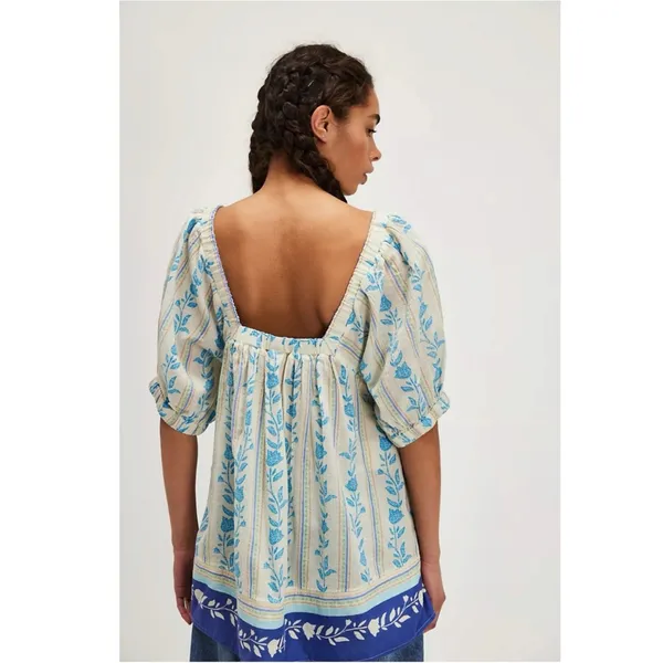 Free People Bohemian 70s Block Print Santorini Printed Babydoll Tunic Size Large - Image 12