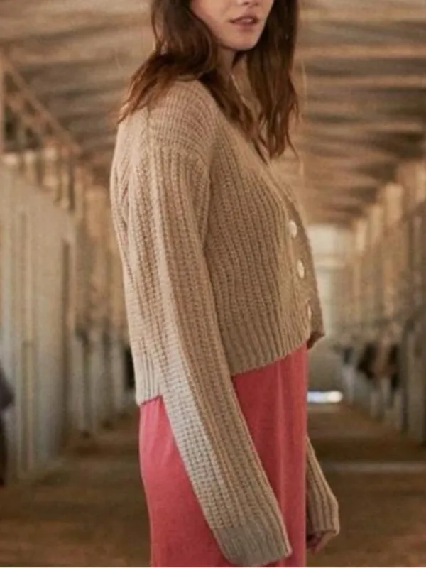 The Great. 0 XS‎ Montana Crop Cardigan Beige Tan Relaxed Boxy Boho - Image 12