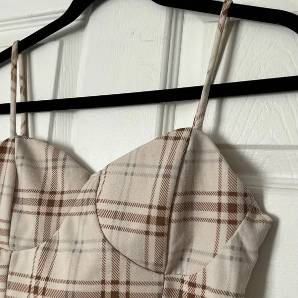 Timing Plaid Bustier Cropped Cami Top - Size M - Image 2