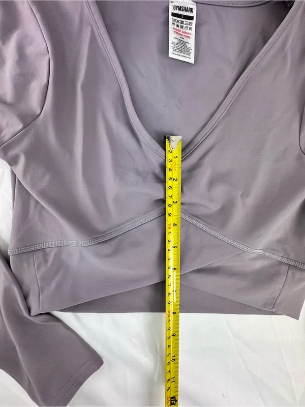 Gymshark Lavender Wrap-Front Long Sleeve Crop Top - Image 5