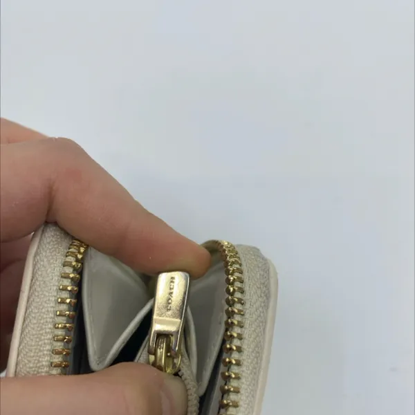 Coach Signature C Zip Around Beige Cream Coated Canvas Wallet - Image 7