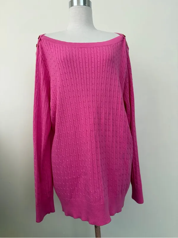 Lauren Ralph Lauren Hot Pink Cable Knit Sweater - Image 4