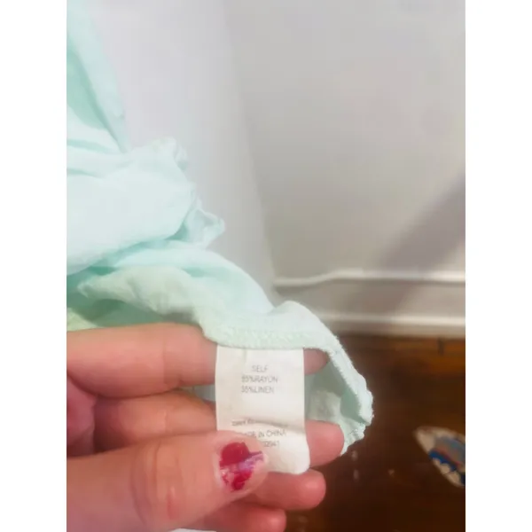 AMANDA UPRICHARD Light Blue Linen Blend Puff Sleeves Peplum Diego Top Size M - Image 6