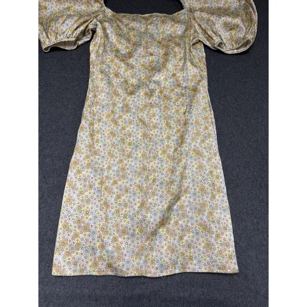 Zara satin effect mini dress puff sleeve‎ M Floral Satiny - Image 10