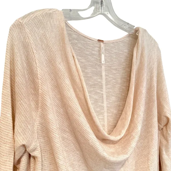 Free People Palmer‎ Shimmer Striped Knit Top Women's Large Ivory Gold Boho Y2K - Image 4