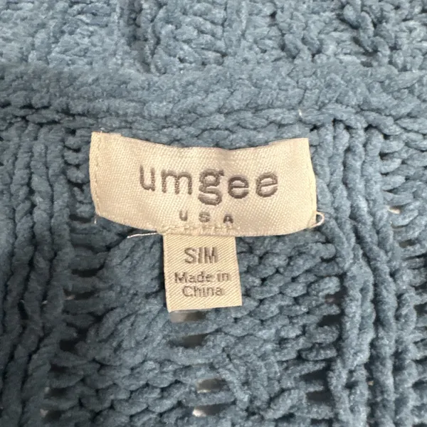 UMGEE Soft Knit Open Front Cardigan Women's S/M Oversized Blue Half Sleeve - Image 4