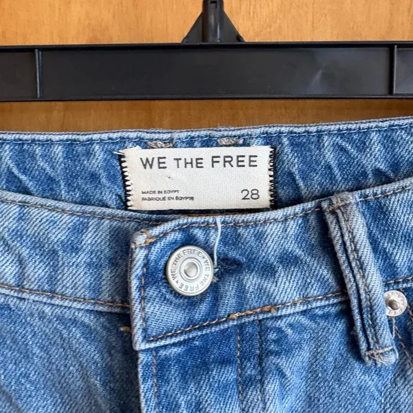 We The Free Wide Leg Jeans Women 28 Blue High Rise‎ Button Fly Denim Pants - Image 3