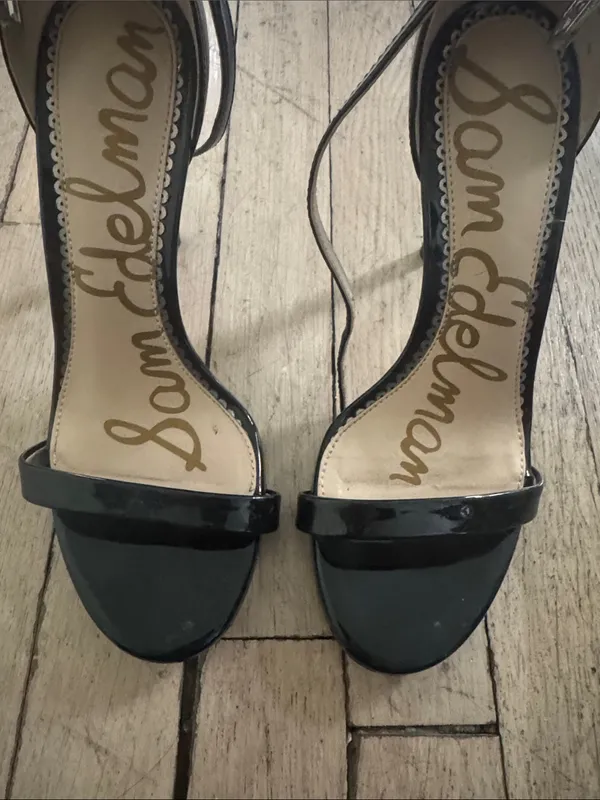 Sam Edelman Black Patent Leather Stiletto Sandals - Image 3
