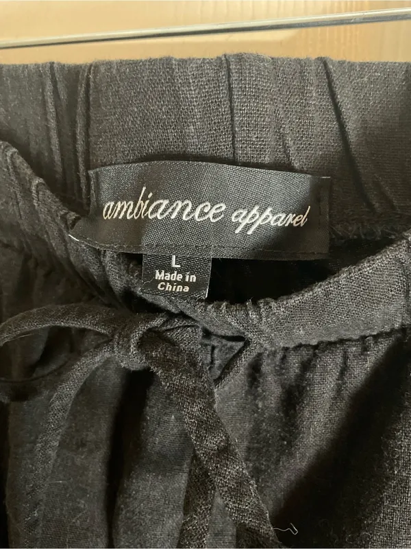 Ambiance Apparel Black Linen Blend Wide Leg Pants Size Large - Image 4