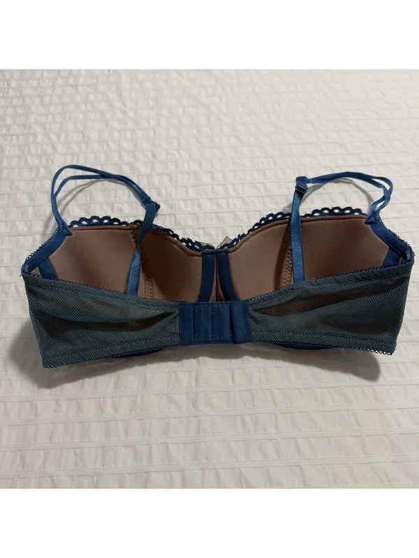 B. Tempt’d Blue Lace Bra 32DD Ciao Bella Balconette 953144 Underwire Lined - Image 5