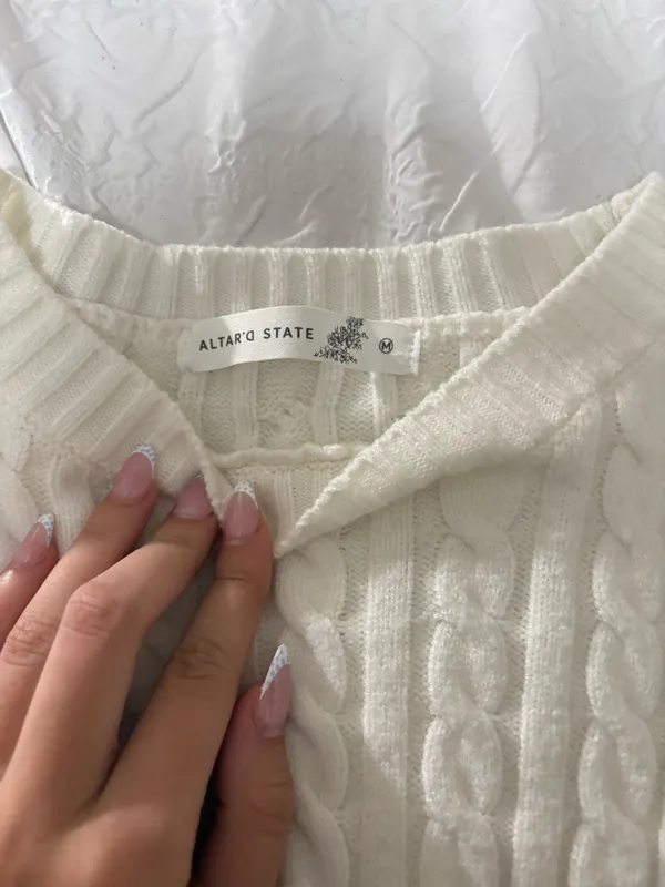 Altar'd State Sweater Cropped White - Image 3