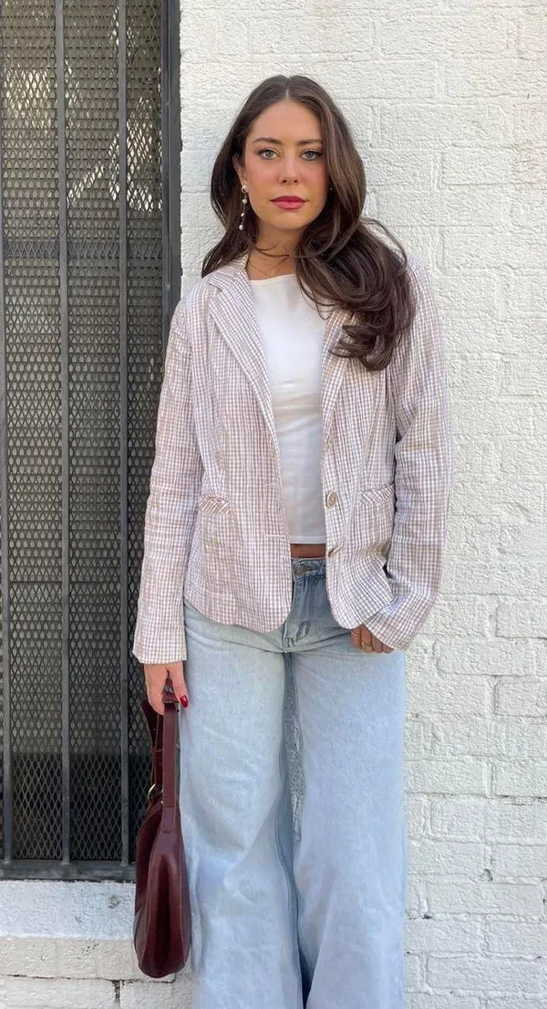 Retro cream and white striped blazer with buttons / fits sz S-L - Image 2