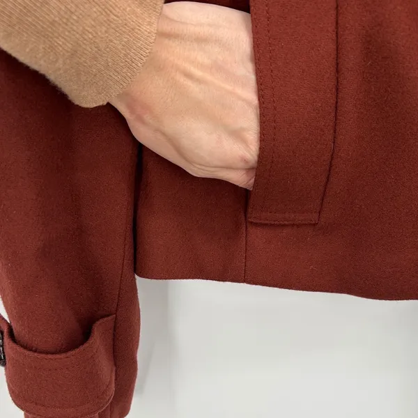 Y2K‎ Banana Republic Womens 100% Wool Pea Coat Jacket Rust Orange Size Small - Image 4