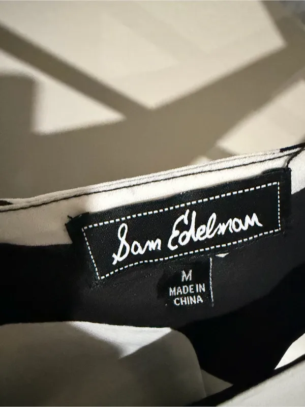 Sam Edelman Black and White Check V-Neck Mini Dress - Image 4