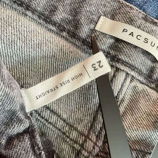 Pacsun Eco Gray High Waisted Straight Leg Button Fly Ankle Cropped Jeans 23 - Image 12