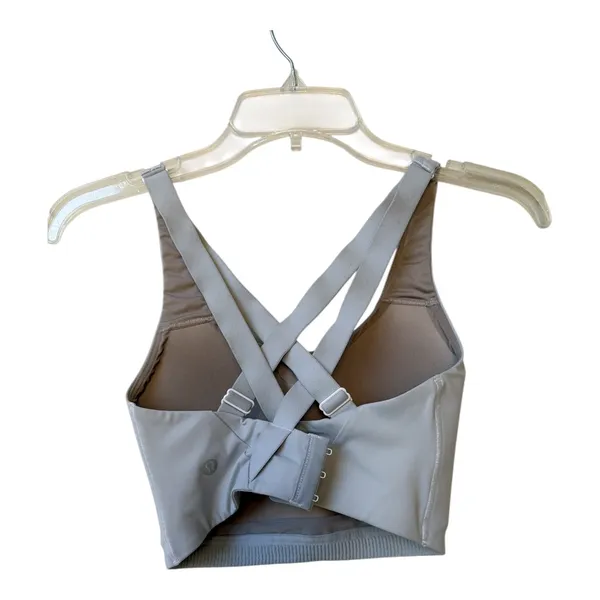 Lululemon Sports Bra 32DD Gray Adjustable Cross Back Excellent Condition - Image 4