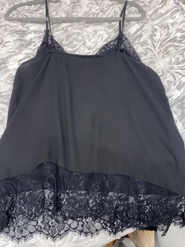 Black Lace Lined Tank Top - Image 3