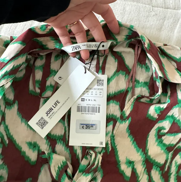Zara Brown And Green Patterned Longsleeve - Image 6