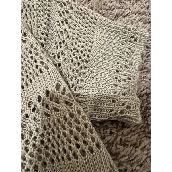 Lennie for Nina Leonard Open‎ Knit Short Sleeve Cardigan Shrug Beige Made in USA - Image 5