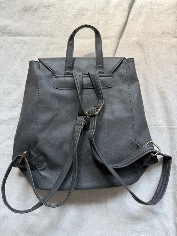 Women’s Gray Backpack Purse with Gold Accent - Image 2