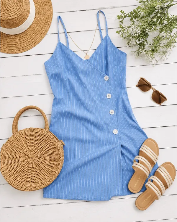 Topshop Blue Striped Dress - Image 2