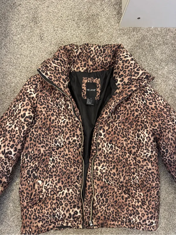 Me Jane Leopard Print Puffer Jacket - Brown/Tan - Image 2
