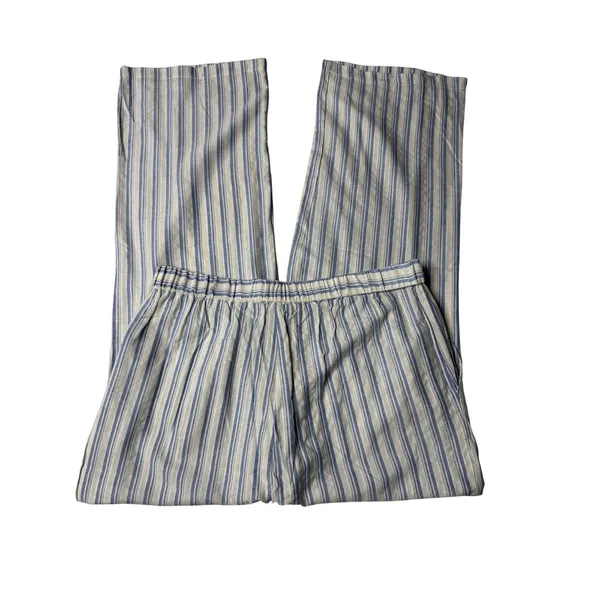 Coco Carmen Blue White Striped Wide Leg Pants L XL Coastal Linen Blend NWT - Image 5