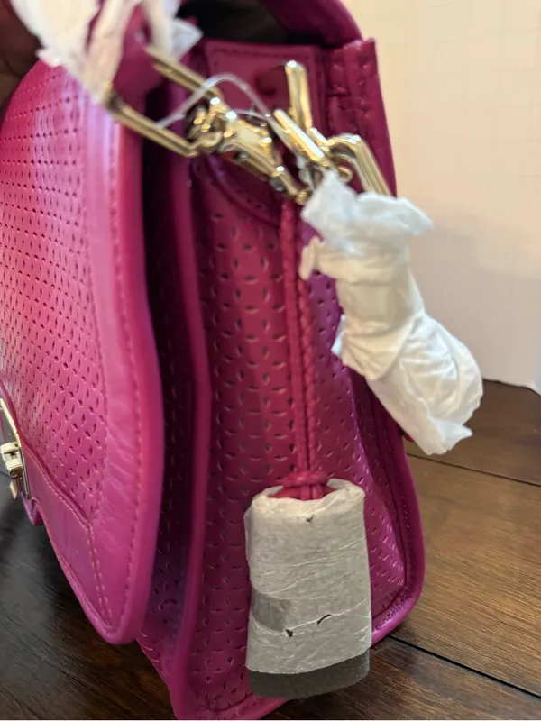 Cole Haan Hot Pink (Beet) Jenna Perforated Leather Shoulder Bag NWT - Image 4
