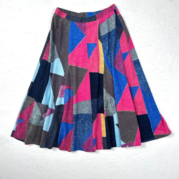 Maeve Anthropologie A-Line‎ Midi Skirt Women XS Geometric Flare Office Siren 90s - Image 2