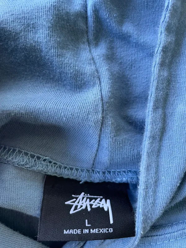 Stüssy Holographic Logo Hoodie Light Blue Size Large - Image 5