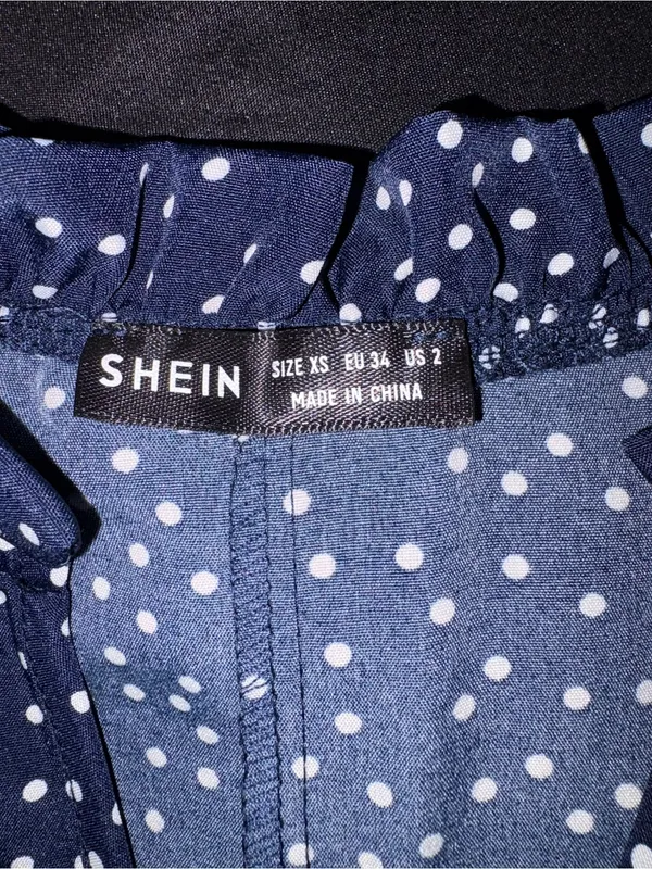 SHEIN Navy and White Polka Dot Top - Image 2