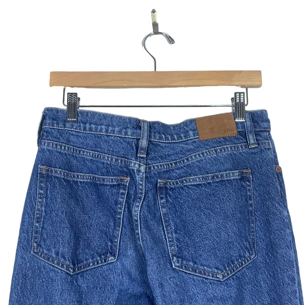 J.Crew Full Length Demi Boot Solid Jeans Blue Raw Hem High Rise Size 28 - Image 5
