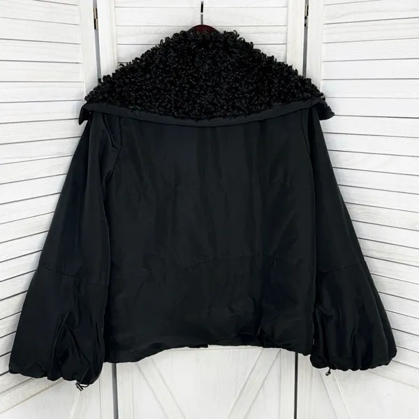 Simply Vera Puffer Jacket Faux Fur Collar Hood‎ Black Medium Balloon Sleeve - Image 11