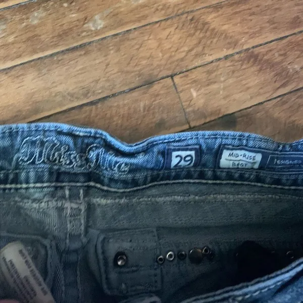 Miss Me bling sequin distressed western boot size 29 jeans - Image 2