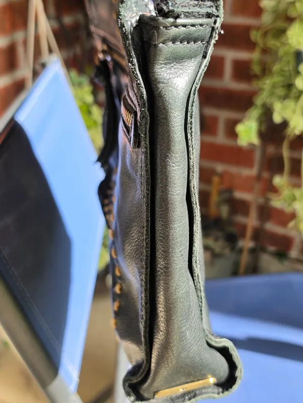 Lucky Brand Black Leather Fold Over Purse NO Shoulder Strap - Image 8
