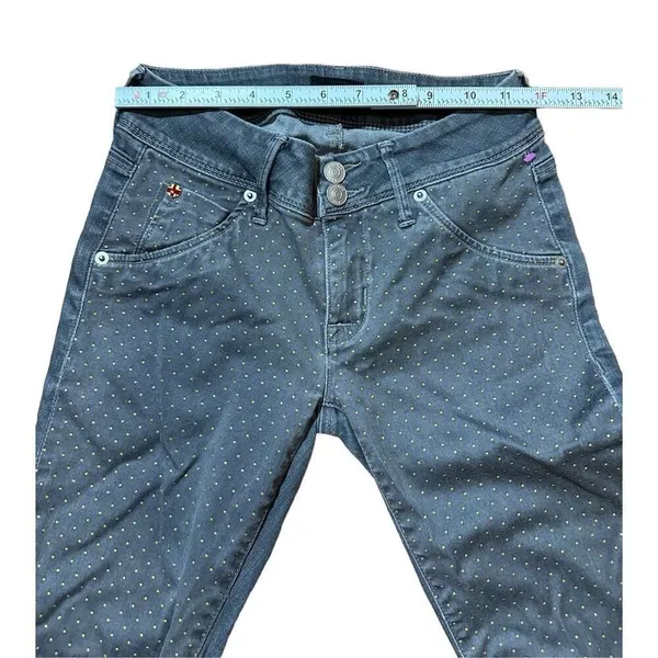 Hudson Jeans Gray Gold Polka Dot Collin Vice Versa Skinny‎ Jeans Sz 25 - Image 3