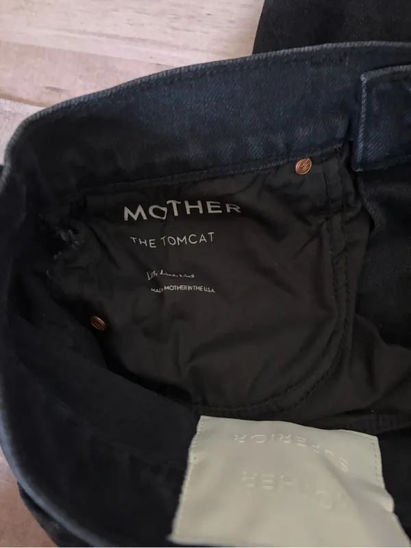 MOTHER The Tomcat Jeans Size 25 Black High Rise Straight Button Fly Denimu - Image 4