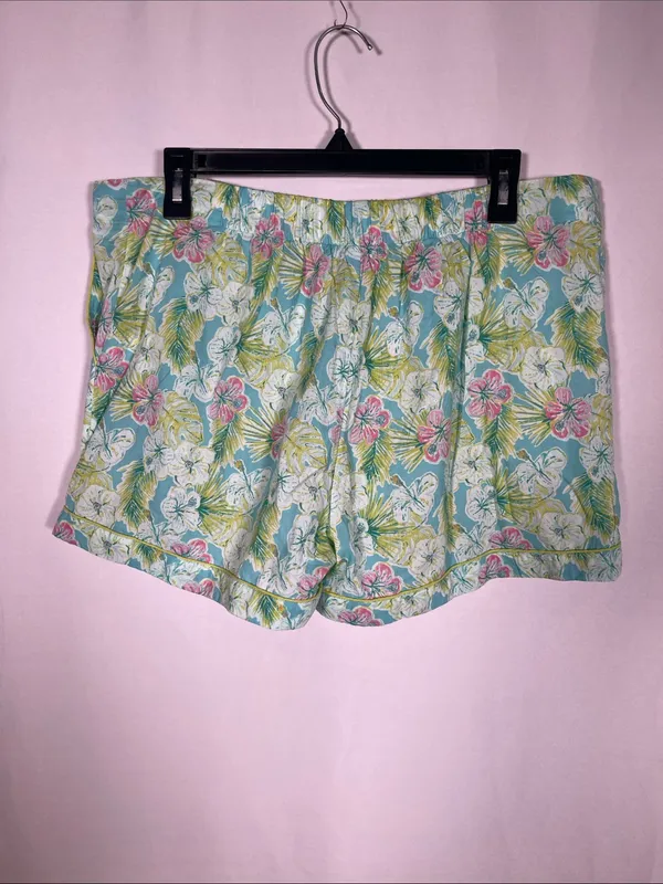 Crafted By Mahogany Womens Pajama Set Green Hawaiian Floral Xl Cotton - Image 6