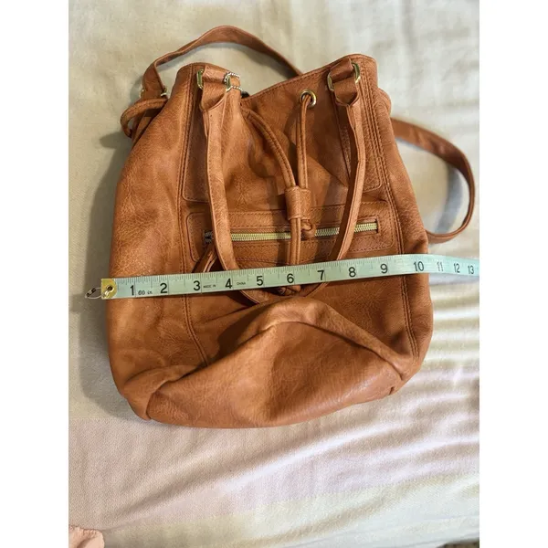 LuLu‎ Bucket Bag Orange Logo Double Handle Adj Strap Pockets - Image 8