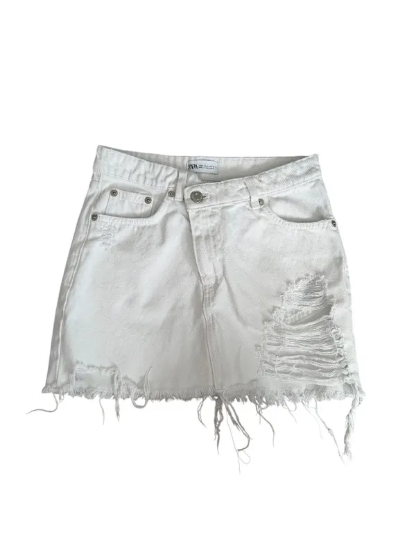 ZARA Women’s  White Denim Skirt Size Small - Image 7