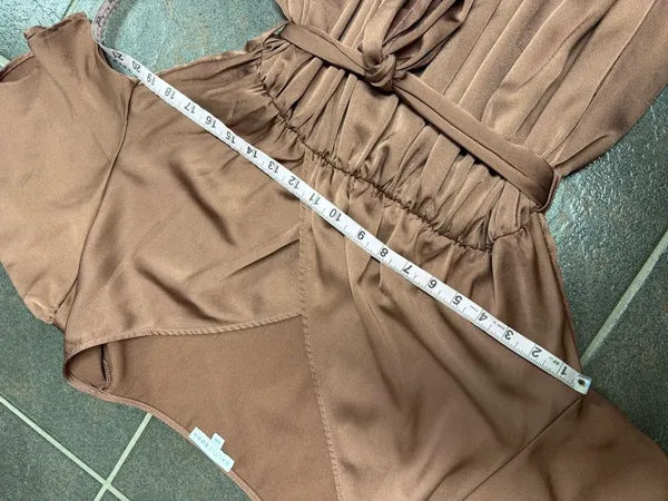 Baltic Born Sicily Short Sleeve Maxi Dress Satin Front Slits Rosy Brown XXL - Image 11