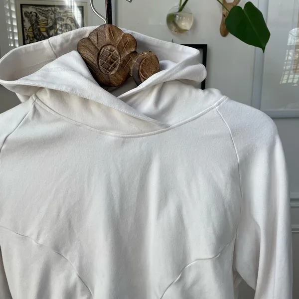 Alphalete Cropped White Hoodie Sweatshirt Logo s - Image 3