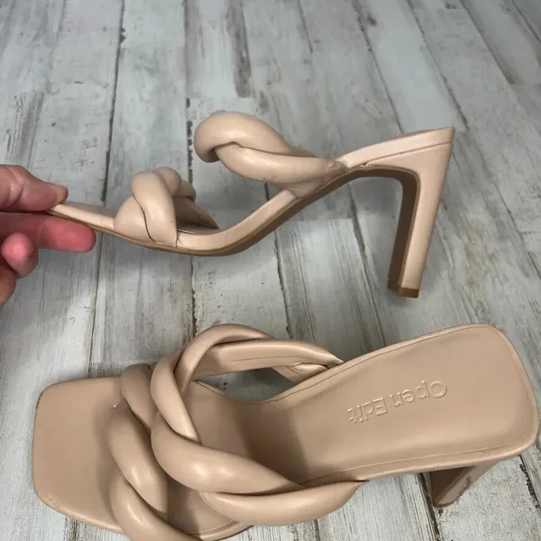 Open Edit Remmy Twist Heeled Sandals Women’s Size 6.5M Beige Heel Shoes - Image 8