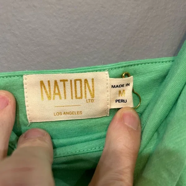 Nation LTD Anthropologie Brittani smocked waist‎ midi dress green size M NWT - Image 5