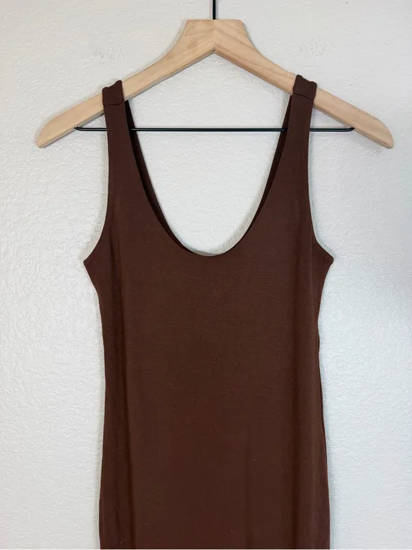 Naked Wardrobe Sculpt Tank Midi Dress in Chocolate Brown size Large NEW $68 - Image 6