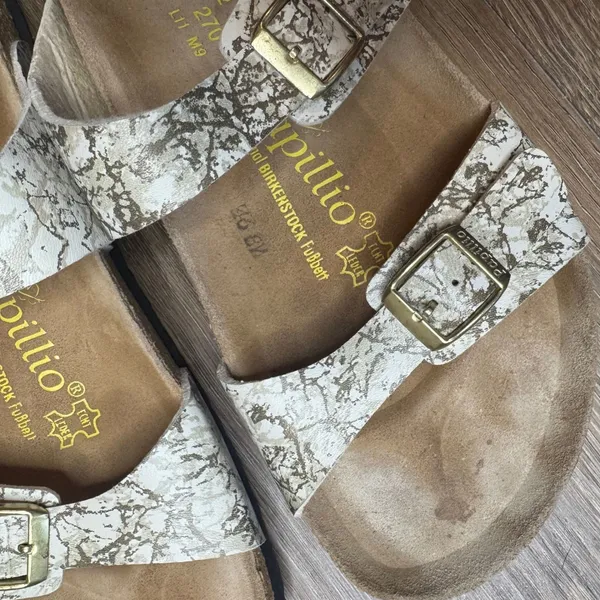 Papillio Women's Sydney Double Strap Sandals Cream Gold Marble Size 42 L11 - Image 7