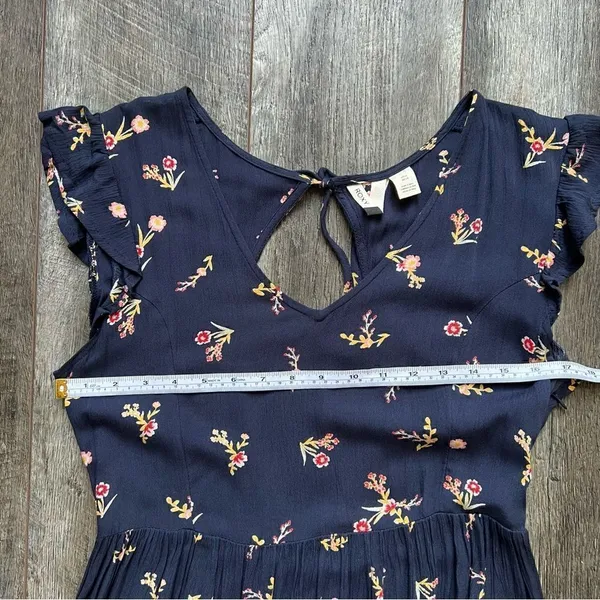 Roxy Rush Minute Short Sleeve Midi Dress Navy Floral Size Small - Image 9