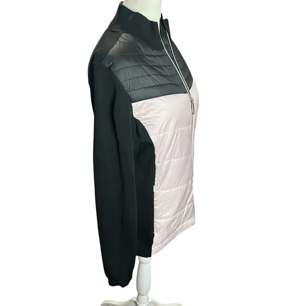 Alp-n-Rock Quilted Puffer Knit Jacket Light Pink Black Zip Up Women’s M - Image 4