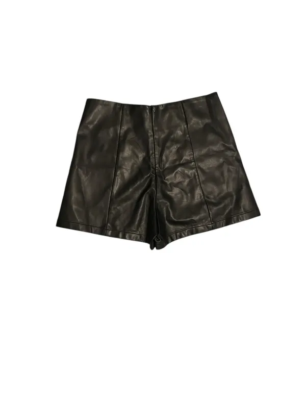 Black Faux Leather Mini High Waisted Shorts M - Image 2