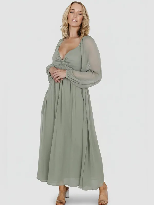 Baltic born Dione midi dress dusty Olive green size medium‎ nwt wedding event - Image 8